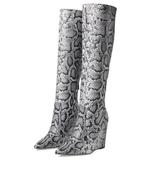 Michael Kors Isra Snake Embossed Leather Wedge Boot Size 8 M